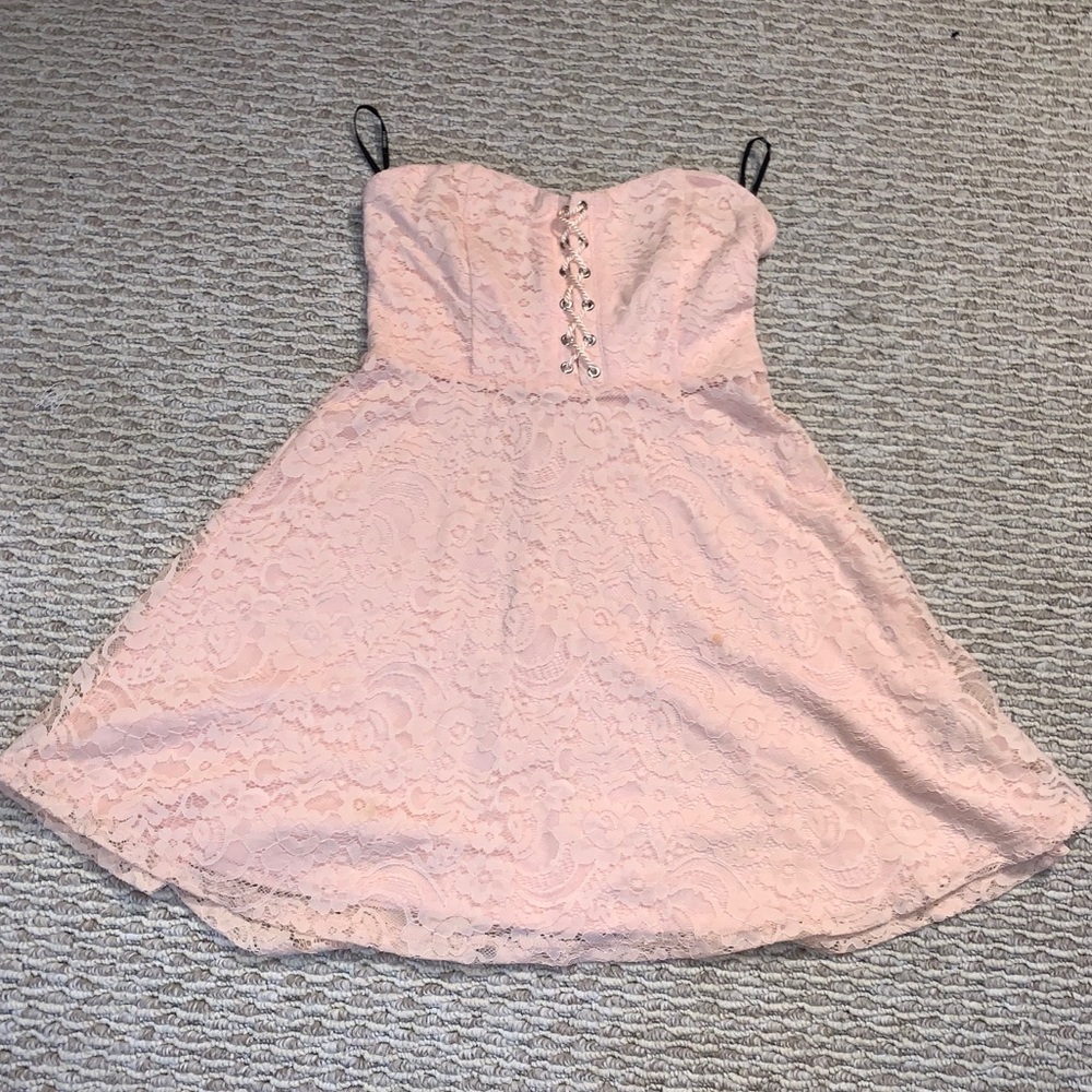 light pink forever 21 strapless lace dress